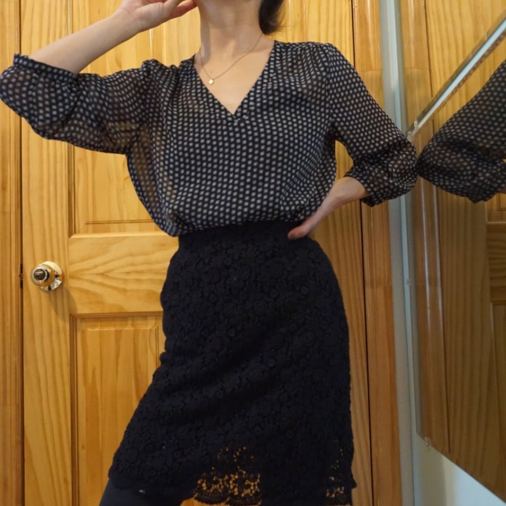 Black and White Sheer Blouse